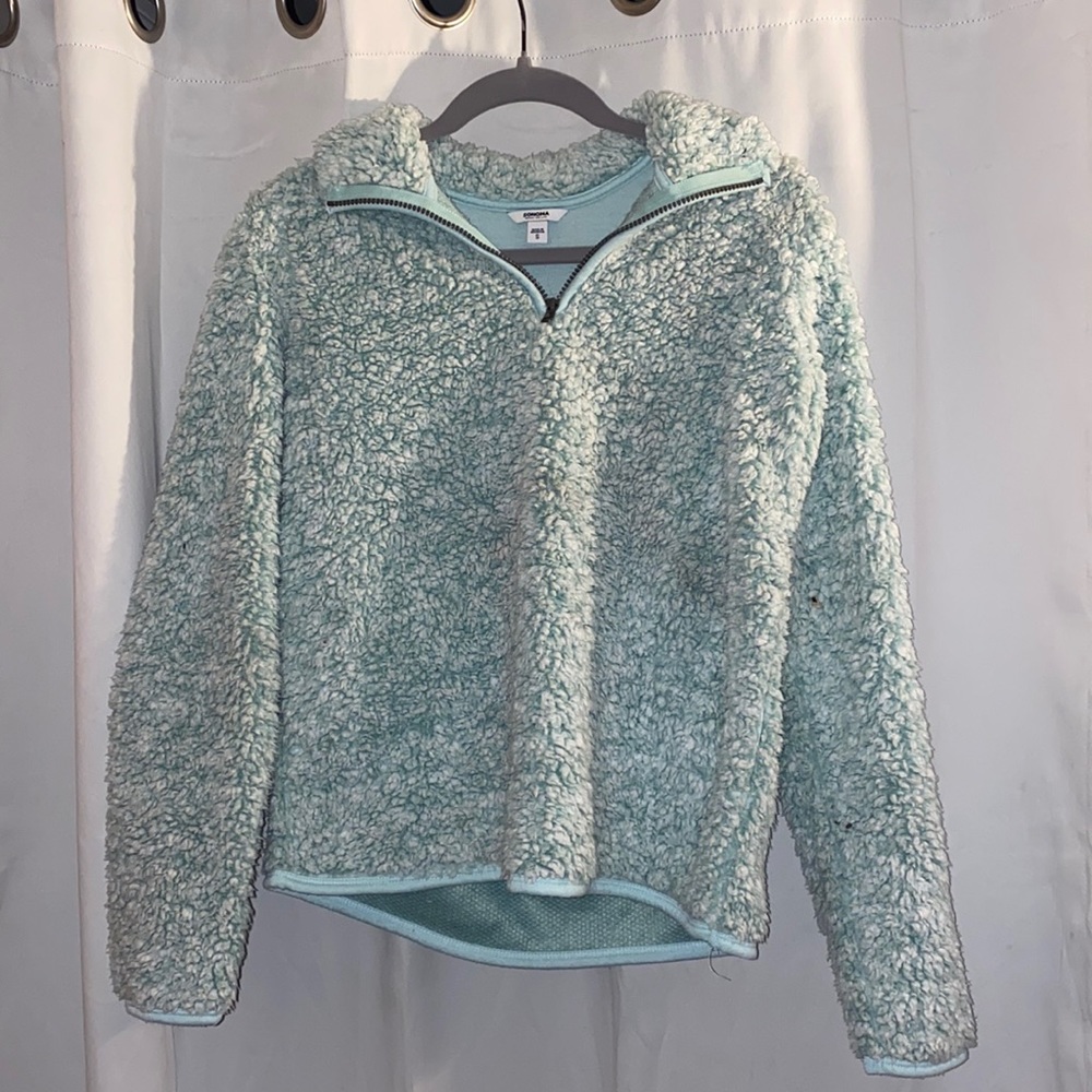 sonoma seafoam green fuzzy quarter zip 🦋